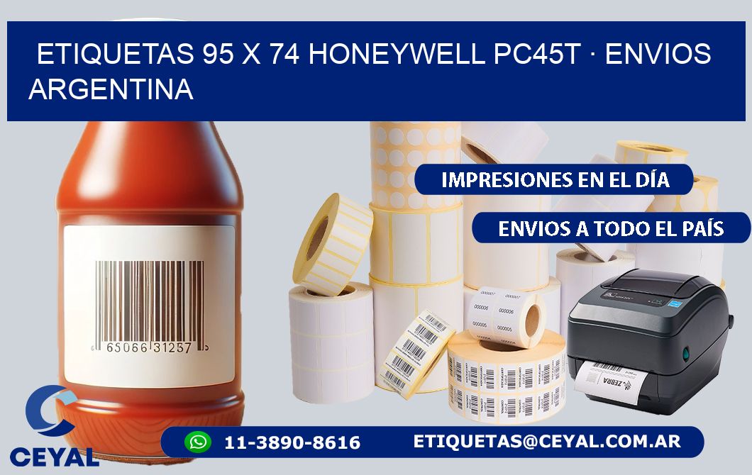 ETIQUETAS 95 x 74 HONEYWELL PC45T · ENVIOS ARGENTINA