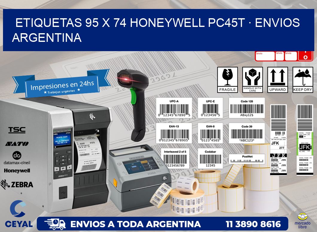 ETIQUETAS 95 x 74 HONEYWELL PC45T · ENVIOS ARGENTINA