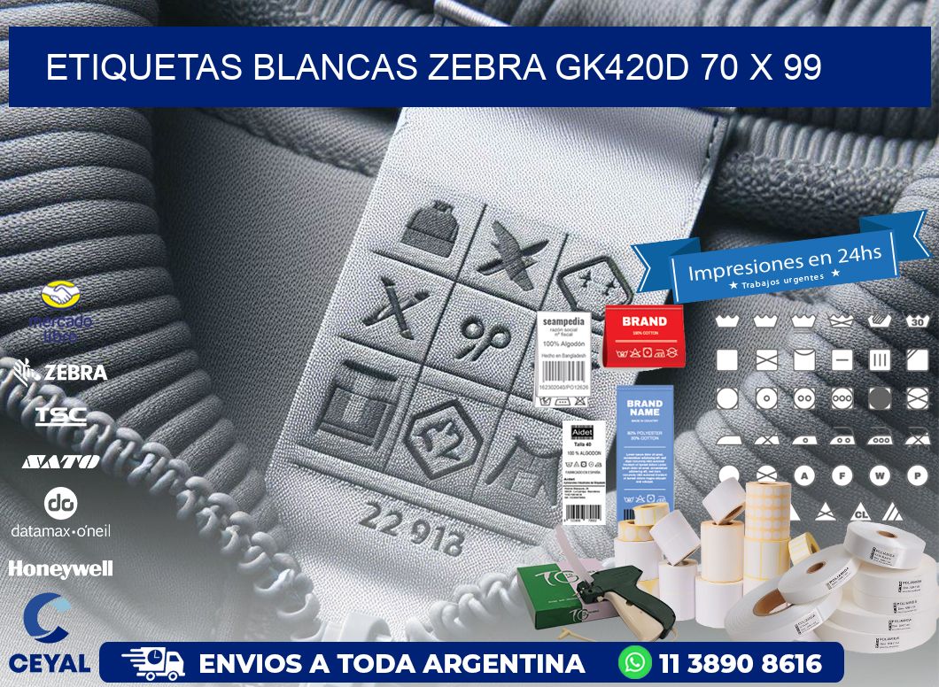 ETIQUETAS BLANCAS ZEBRA GK420D 70 x 99