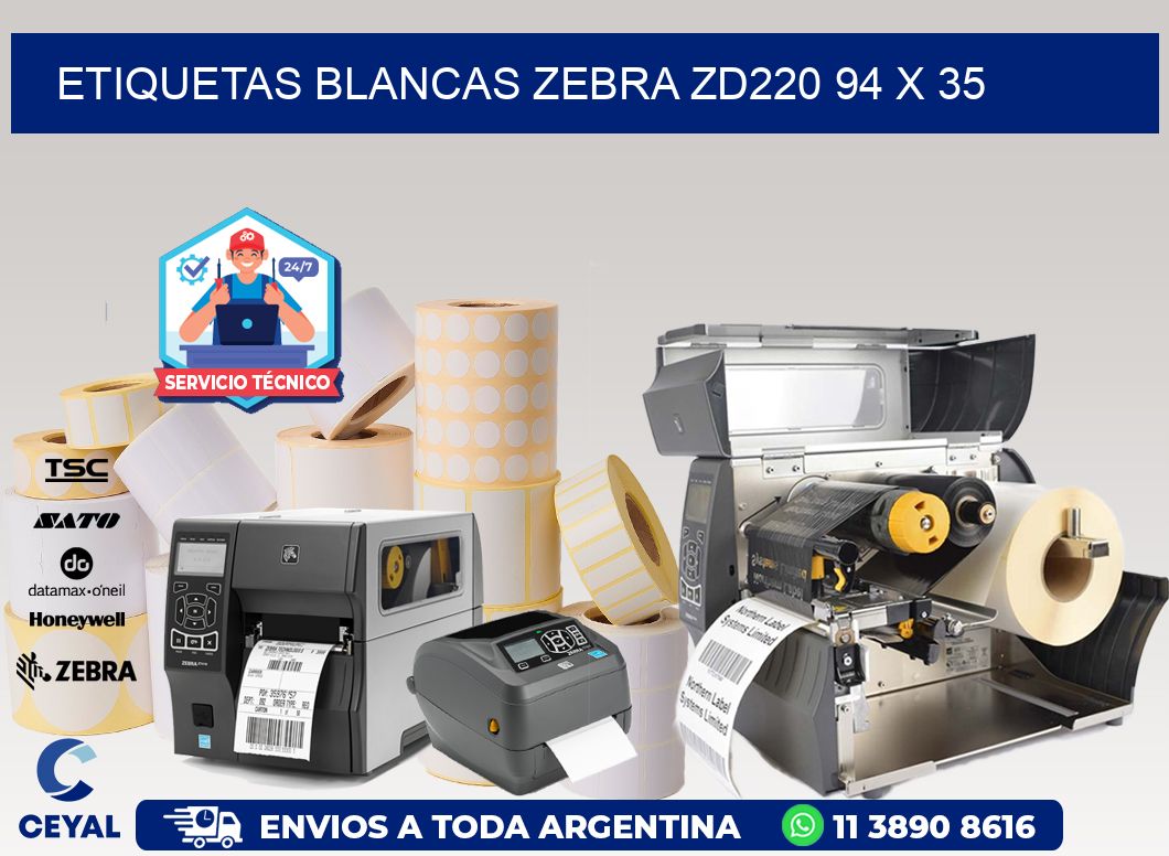 ETIQUETAS BLANCAS ZEBRA ZD220 94 x 35