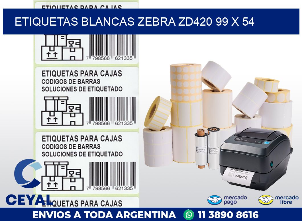 ETIQUETAS BLANCAS ZEBRA ZD420 99 x 54