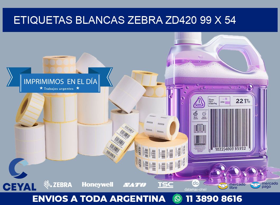 ETIQUETAS BLANCAS ZEBRA ZD420 99 x 54