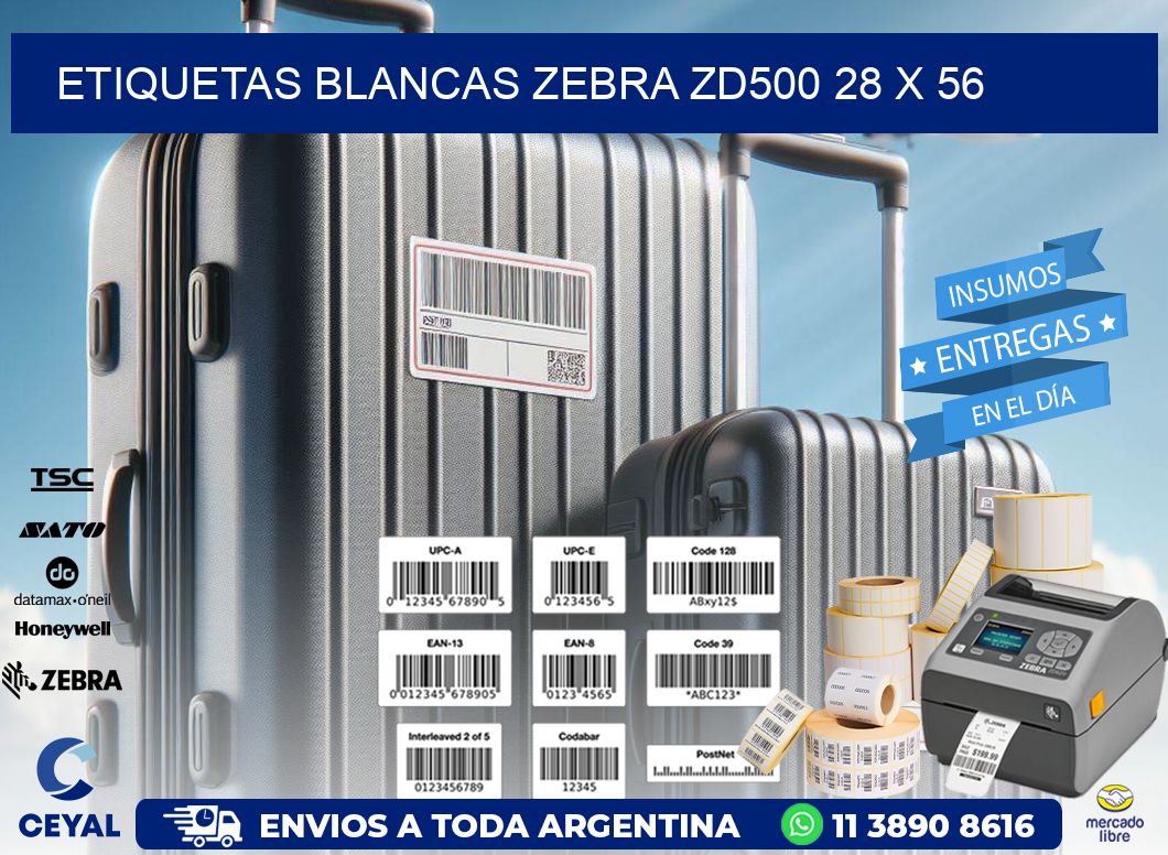 ETIQUETAS BLANCAS ZEBRA ZD500 28 x 56