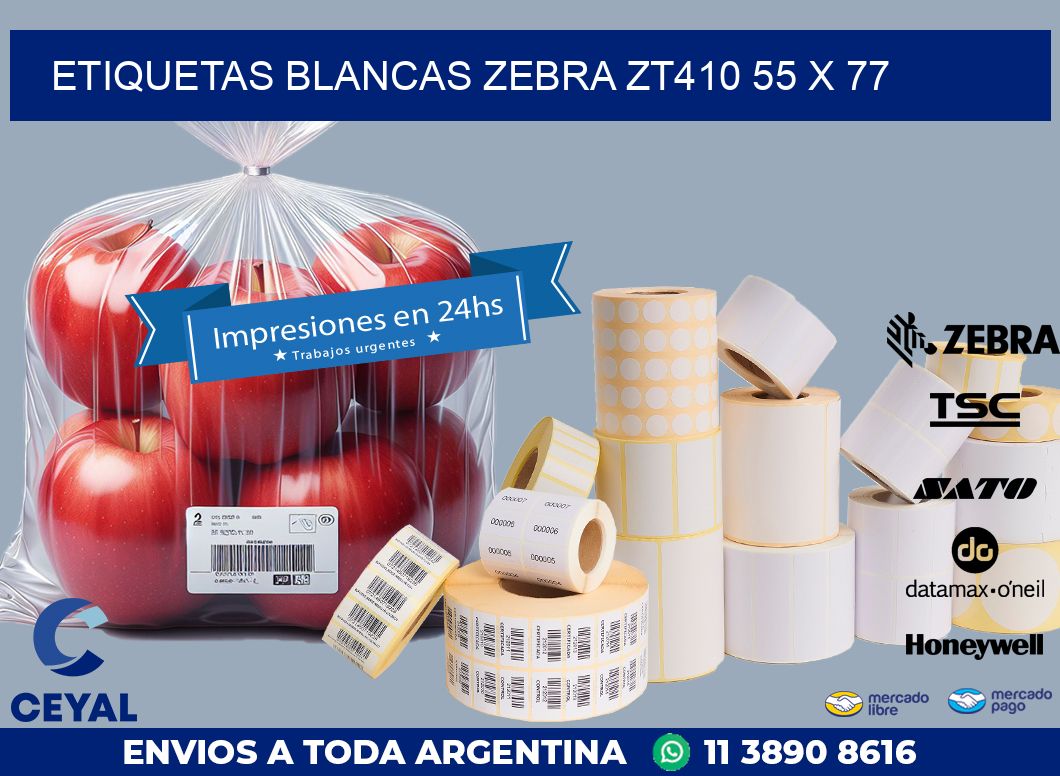 ETIQUETAS BLANCAS ZEBRA ZT410 55 x 77