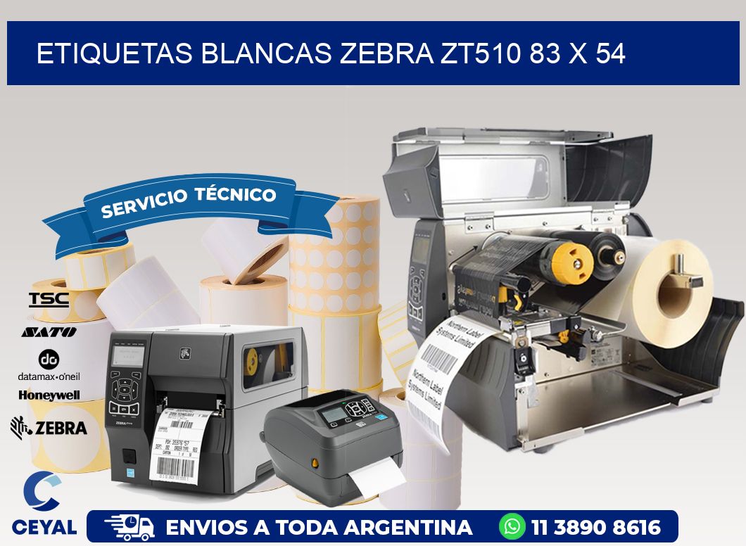 ETIQUETAS BLANCAS ZEBRA ZT510 83 x 54