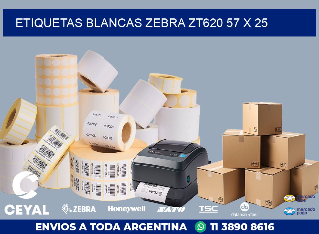 ETIQUETAS BLANCAS ZEBRA ZT620 57 x 25