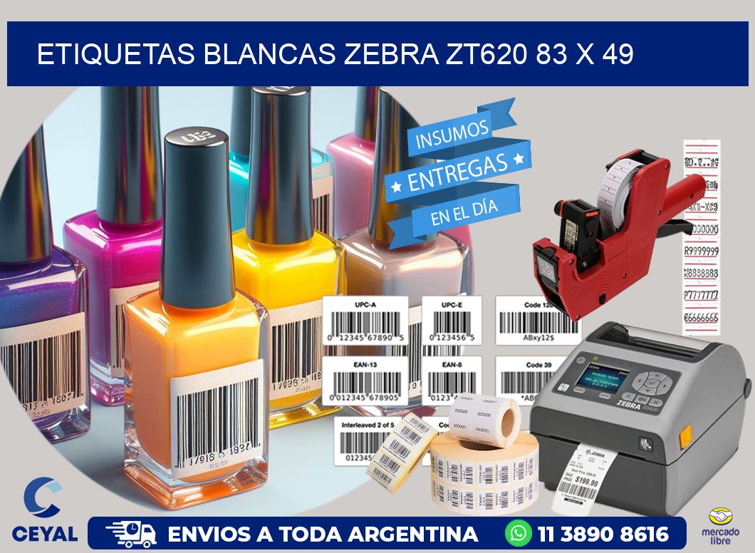 ETIQUETAS BLANCAS ZEBRA ZT620 83 x 49