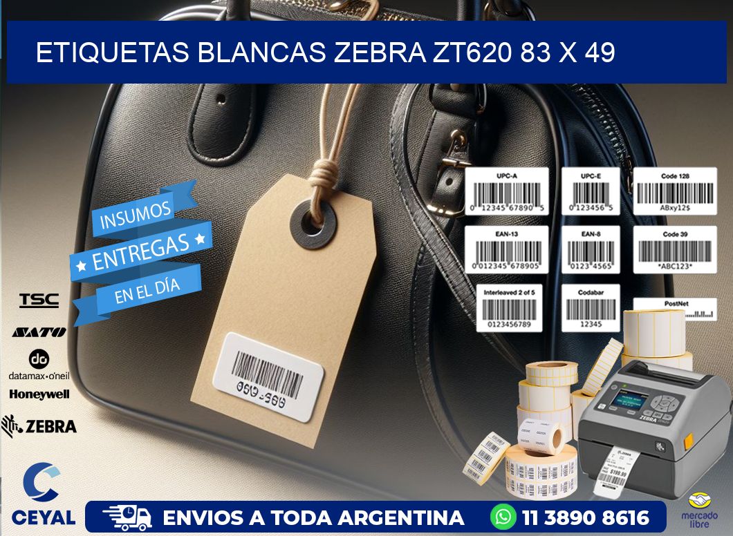 ETIQUETAS BLANCAS ZEBRA ZT620 83 x 49