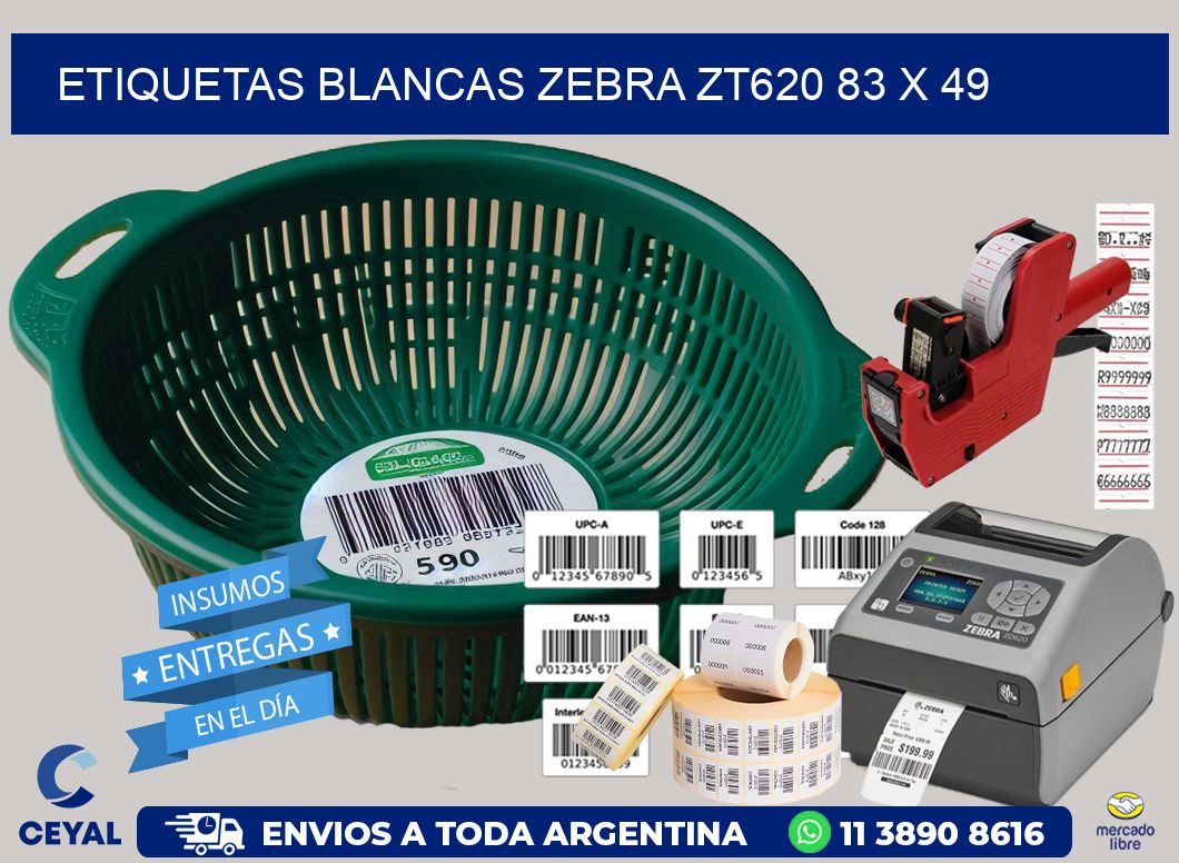 ETIQUETAS BLANCAS ZEBRA ZT620 83 x 49