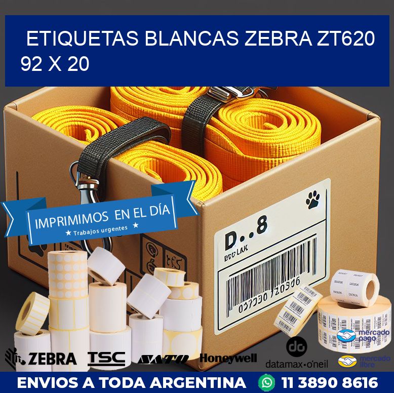 ETIQUETAS BLANCAS ZEBRA ZT620 92 x 20