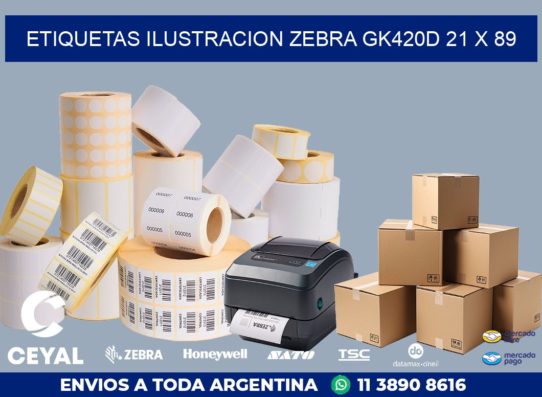 ETIQUETAS ILUSTRACION ZEBRA GK420D 21 x 89