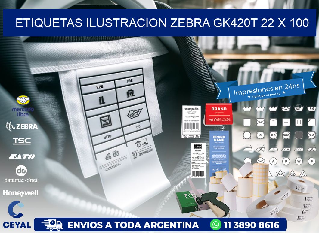 ETIQUETAS ILUSTRACION ZEBRA GK420T 22 x 100