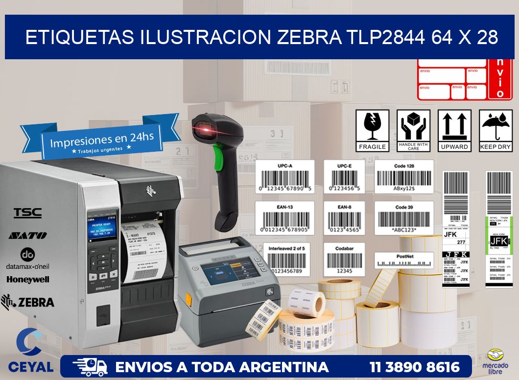 ETIQUETAS ILUSTRACION ZEBRA TLP2844 64 x 28