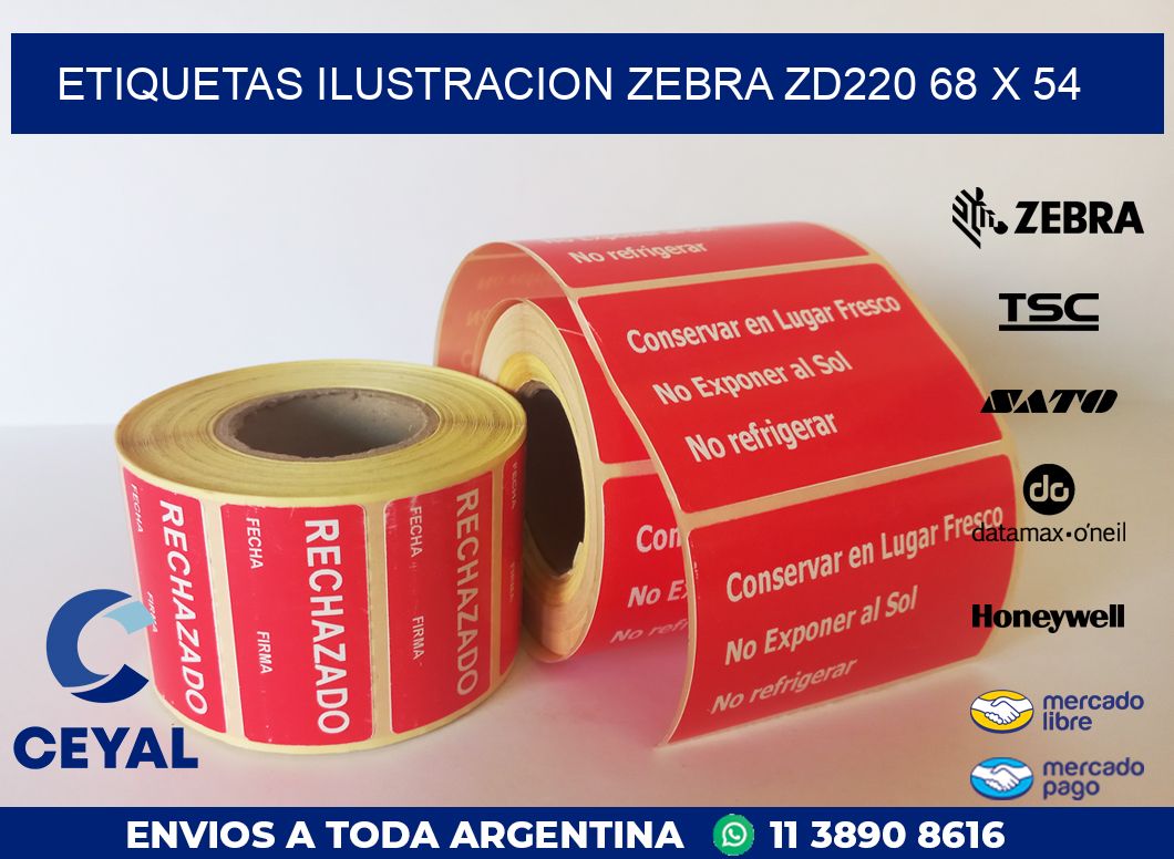 ETIQUETAS ILUSTRACION ZEBRA ZD220 68 x 54