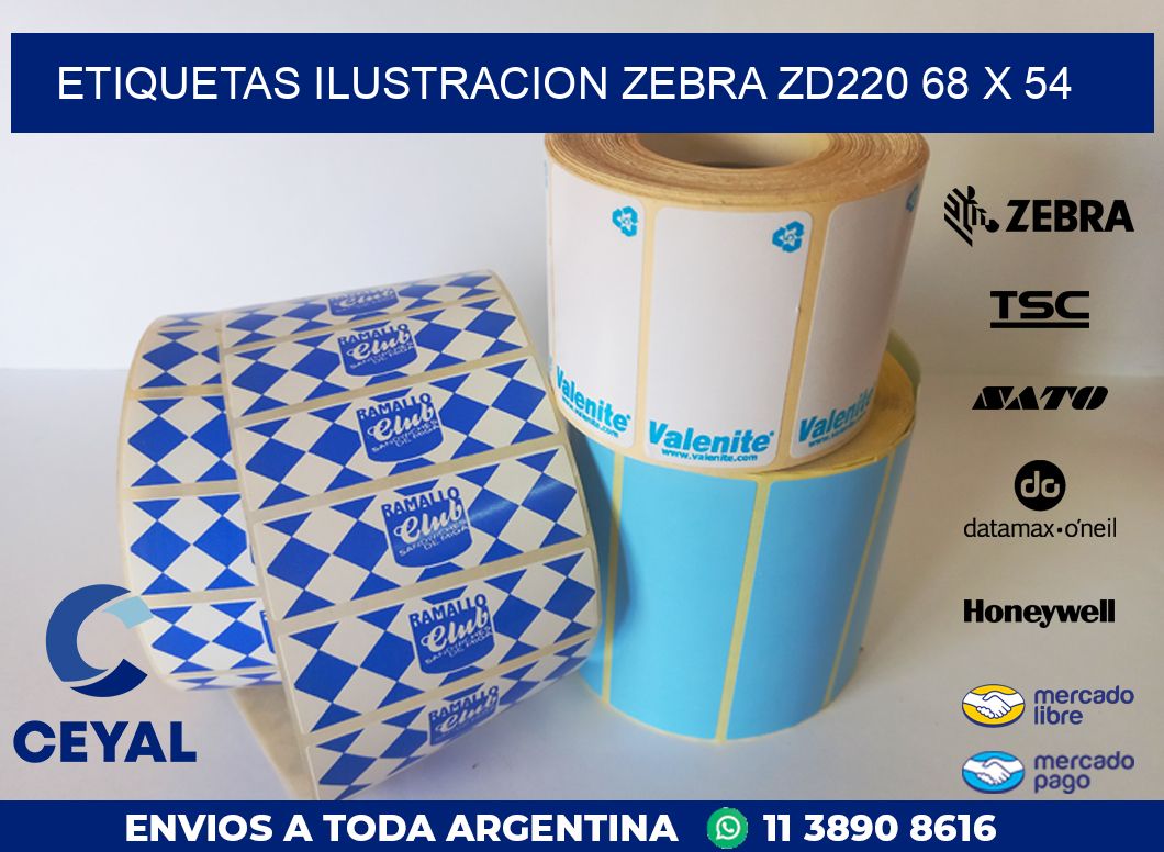 ETIQUETAS ILUSTRACION ZEBRA ZD220 68 x 54