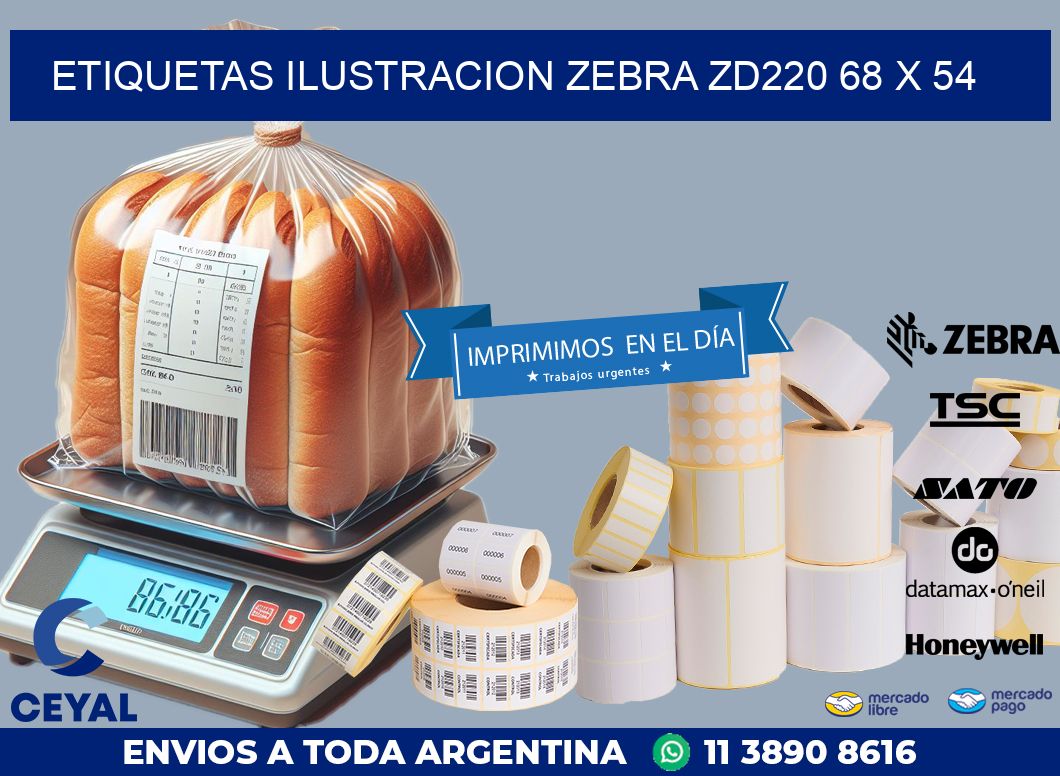ETIQUETAS ILUSTRACION ZEBRA ZD220 68 x 54