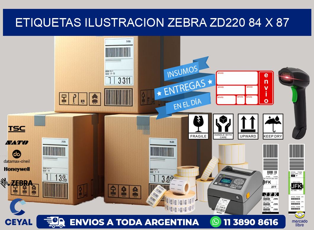 ETIQUETAS ILUSTRACION ZEBRA ZD220 84 x 87