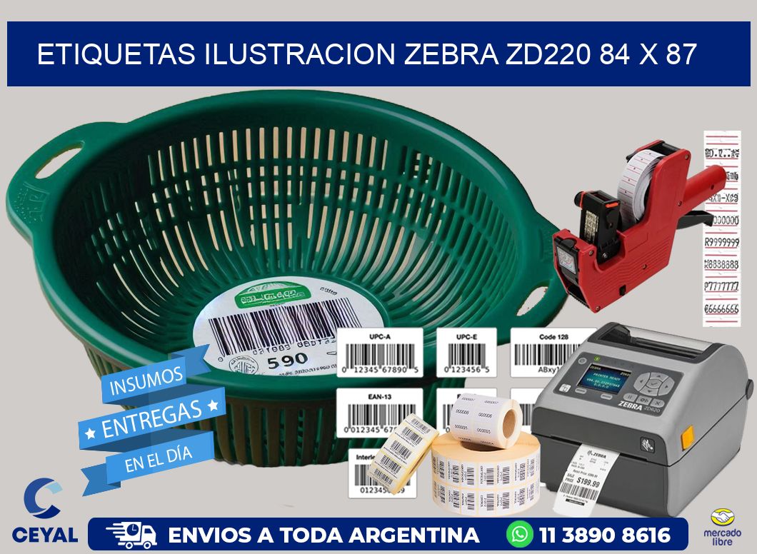 ETIQUETAS ILUSTRACION ZEBRA ZD220 84 x 87