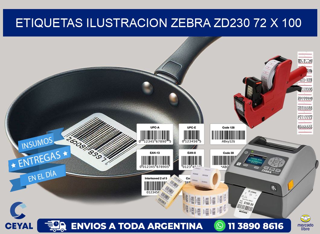 ETIQUETAS ILUSTRACION ZEBRA ZD230 72 x 100