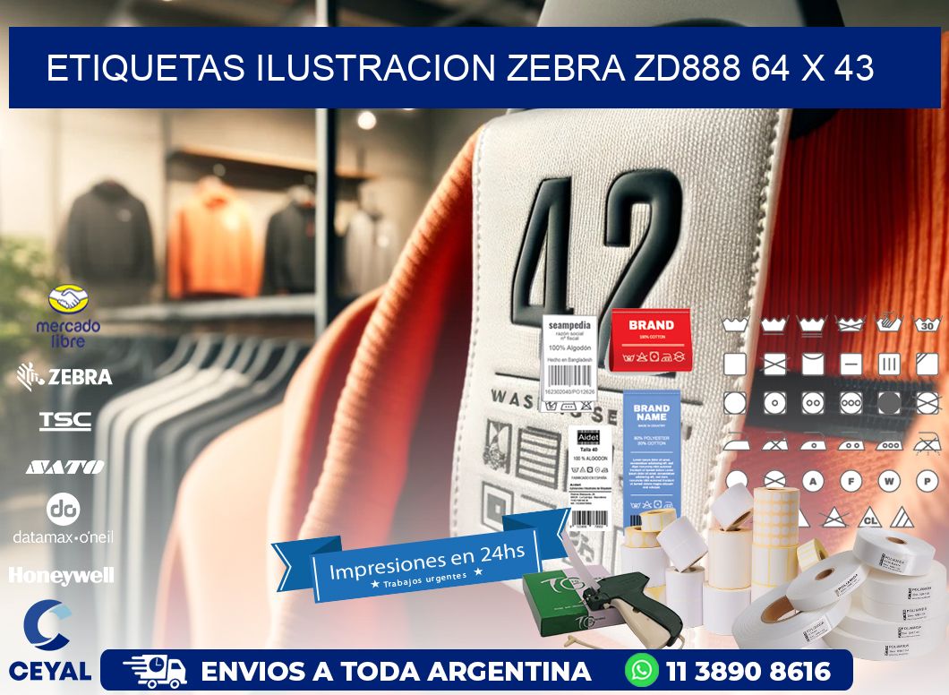 ETIQUETAS ILUSTRACION ZEBRA ZD888 64 x 43