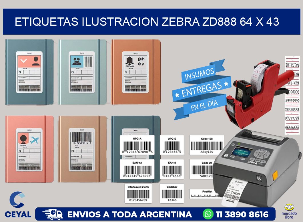 ETIQUETAS ILUSTRACION ZEBRA ZD888 64 x 43
