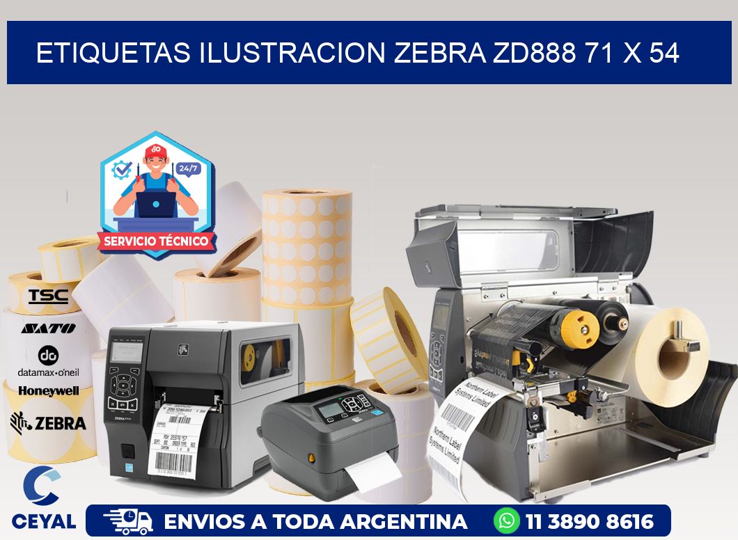 ETIQUETAS ILUSTRACION ZEBRA ZD888 71 x 54