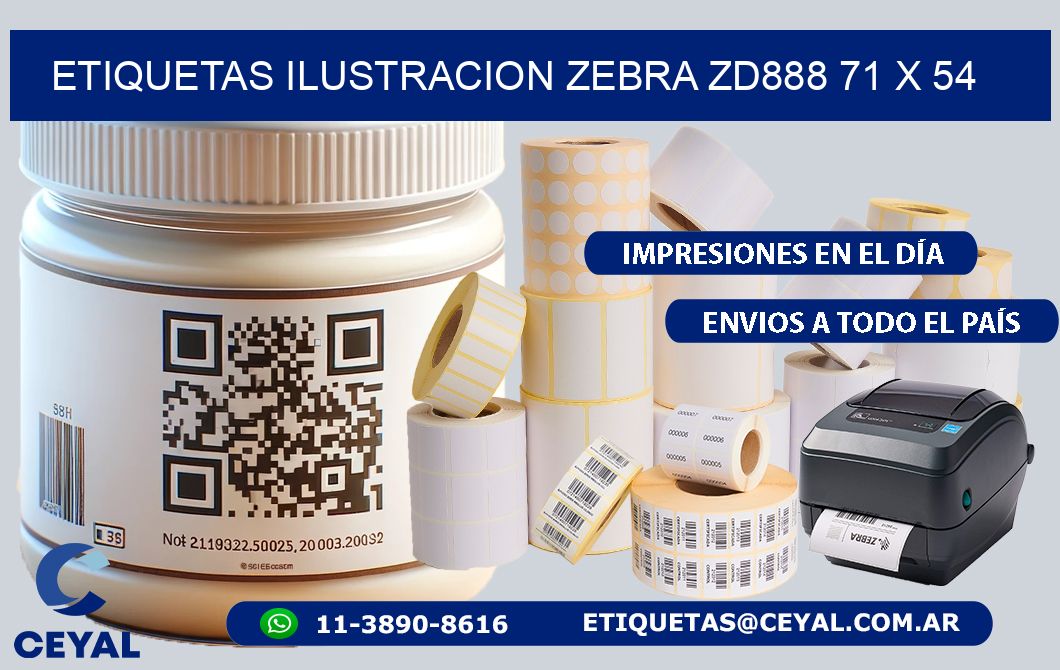 ETIQUETAS ILUSTRACION ZEBRA ZD888 71 x 54
