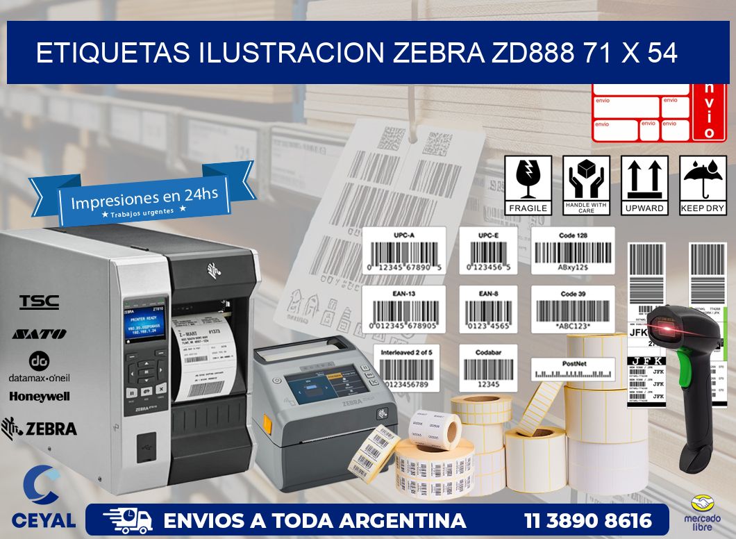 ETIQUETAS ILUSTRACION ZEBRA ZD888 71 x 54
