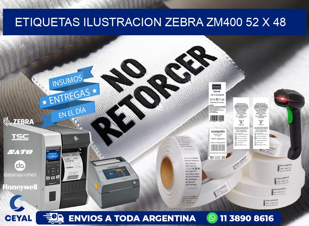 ETIQUETAS ILUSTRACION ZEBRA ZM400 52 x 48