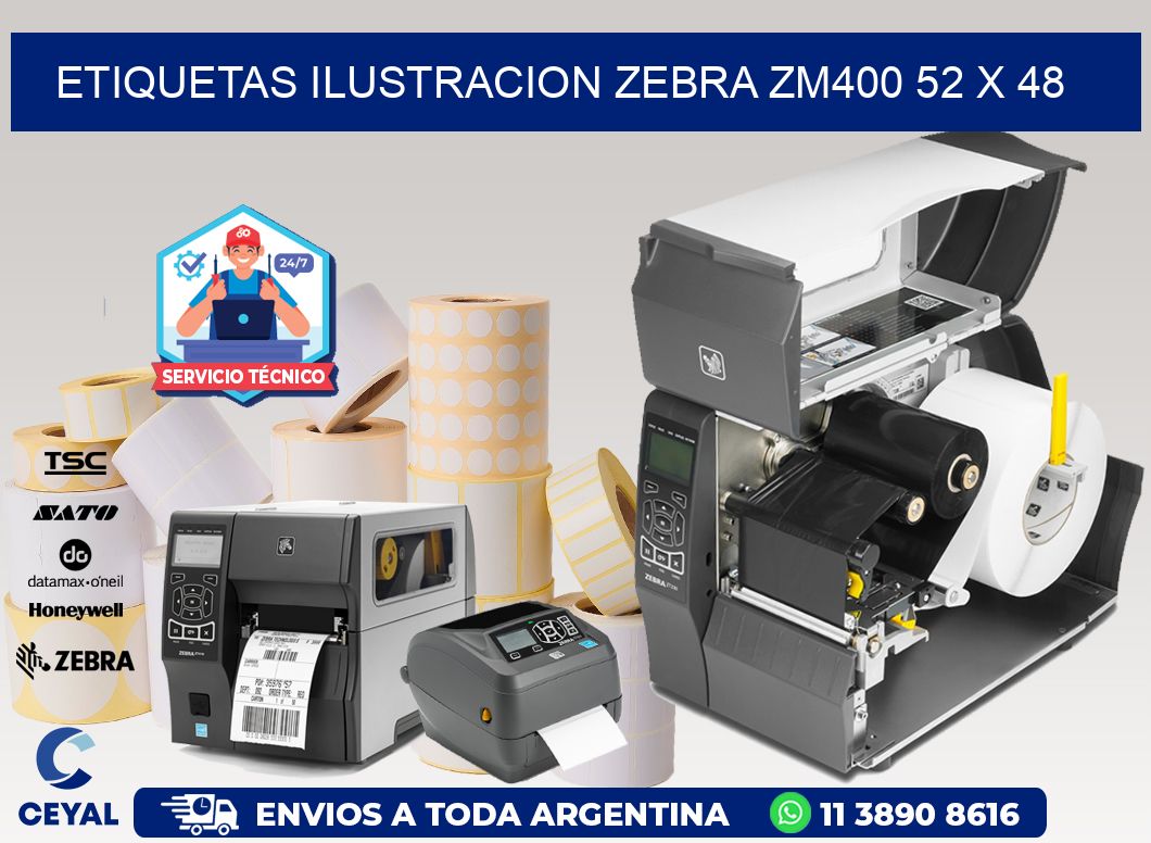 ETIQUETAS ILUSTRACION ZEBRA ZM400 52 x 48