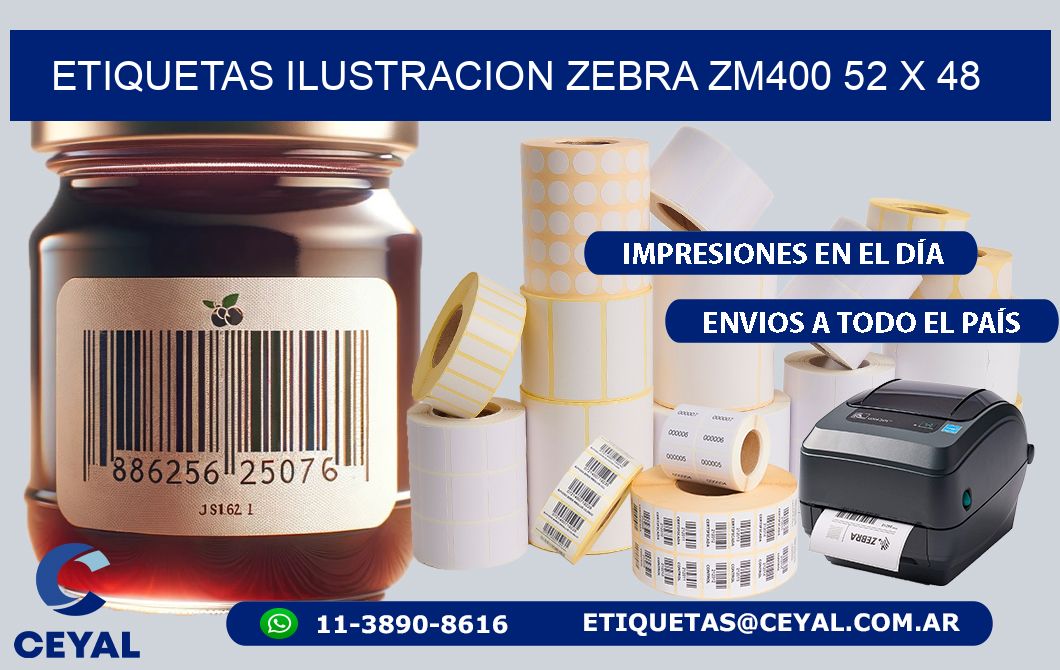 ETIQUETAS ILUSTRACION ZEBRA ZM400 52 x 48