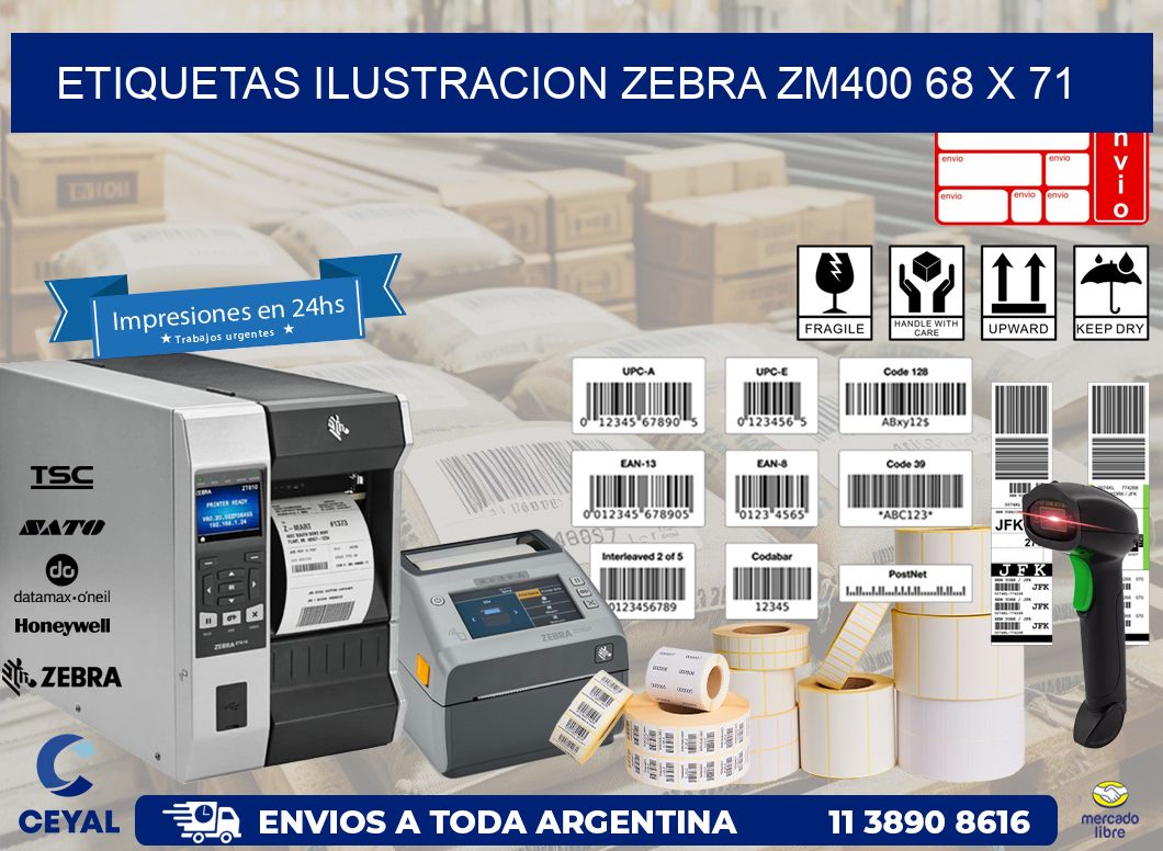 ETIQUETAS ILUSTRACION ZEBRA ZM400 68 x 71