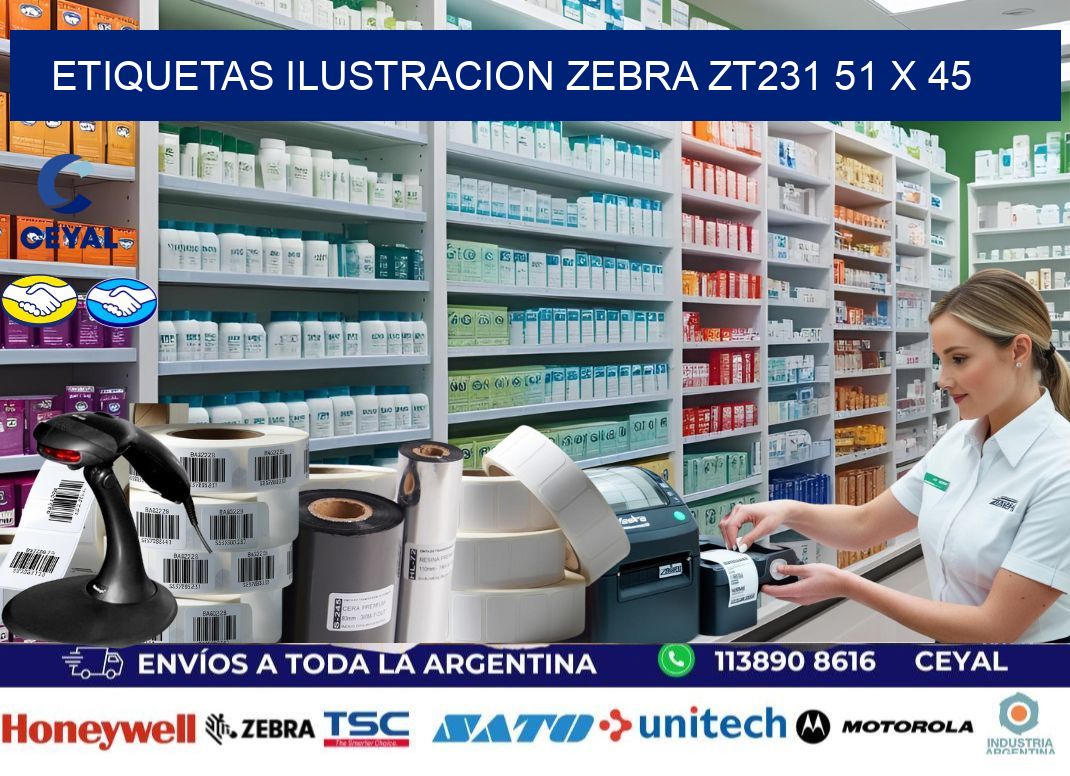 ETIQUETAS ILUSTRACION ZEBRA ZT231 51 x 45