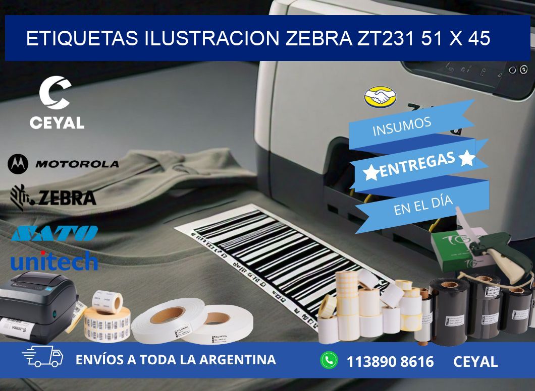 ETIQUETAS ILUSTRACION ZEBRA ZT231 51 x 45