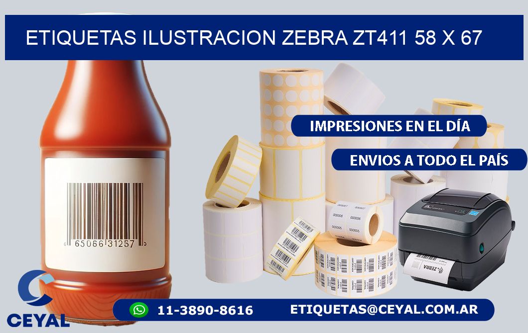 ETIQUETAS ILUSTRACION ZEBRA ZT411 58 x 67