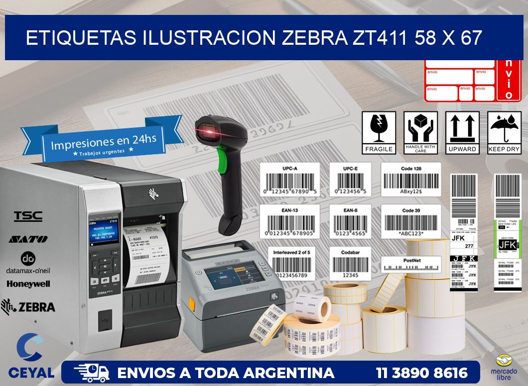 ETIQUETAS ILUSTRACION ZEBRA ZT411 58 x 67