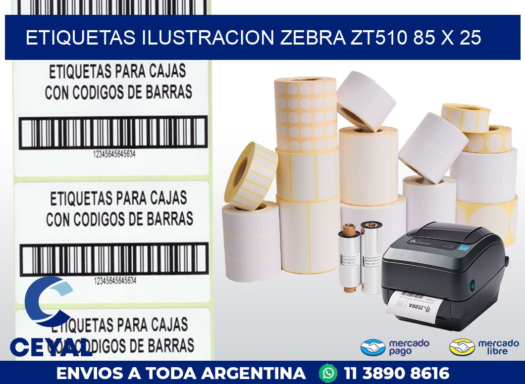 ETIQUETAS ILUSTRACION ZEBRA ZT510 85 x 25