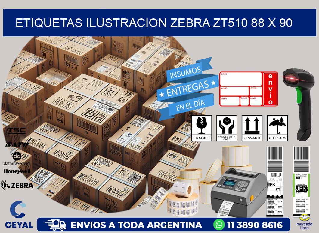 ETIQUETAS ILUSTRACION ZEBRA ZT510 88 x 90