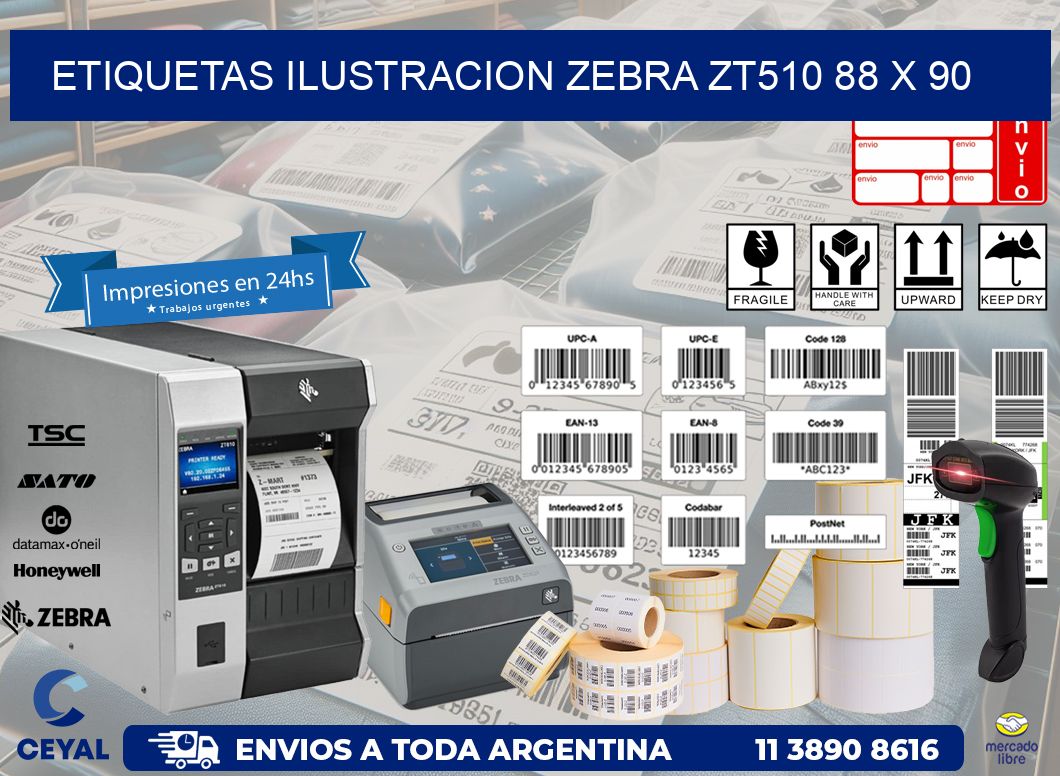 ETIQUETAS ILUSTRACION ZEBRA ZT510 88 x 90