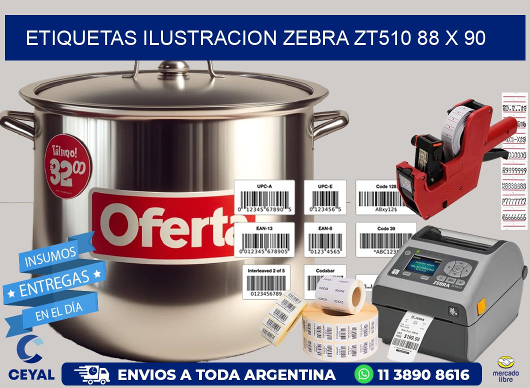 ETIQUETAS ILUSTRACION ZEBRA ZT510 88 x 90