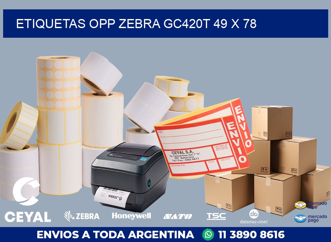 ETIQUETAS OPP ZEBRA GC420T 49 x 78