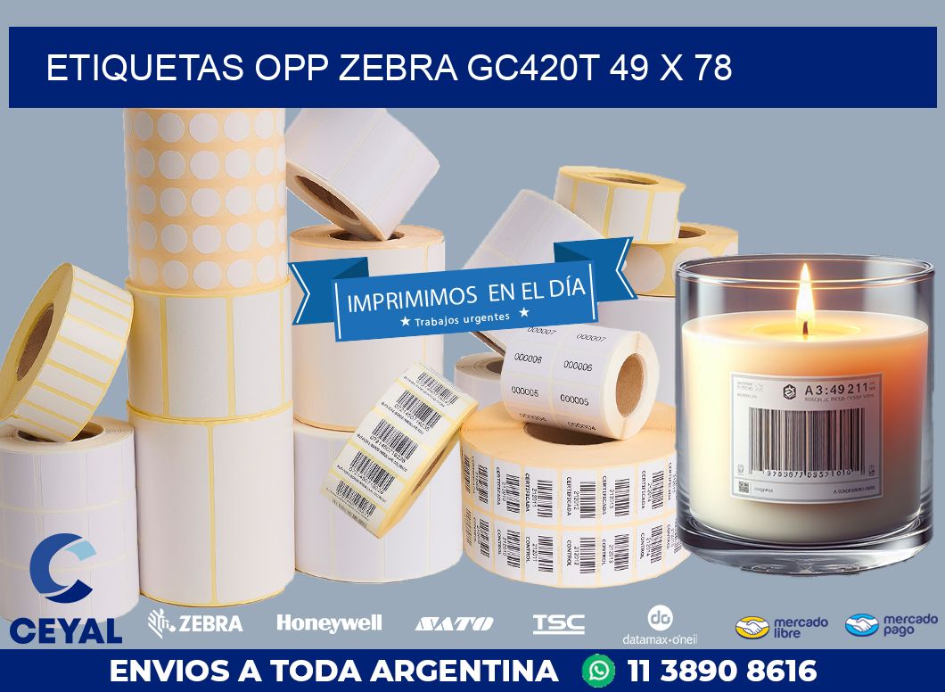 ETIQUETAS OPP ZEBRA GC420T 49 x 78