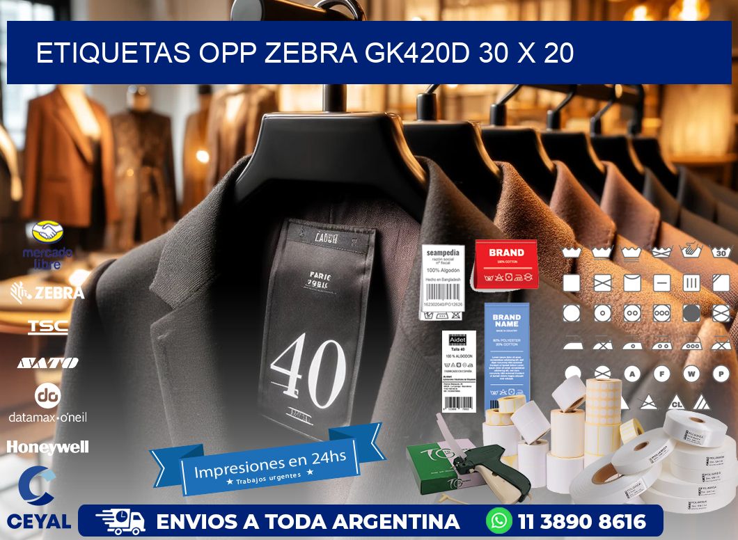 ETIQUETAS OPP ZEBRA GK420D 30 x 20