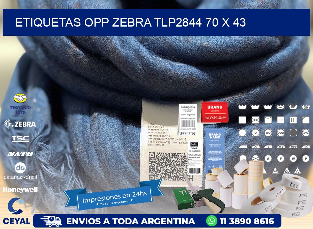 ETIQUETAS OPP ZEBRA TLP2844 70 x 43