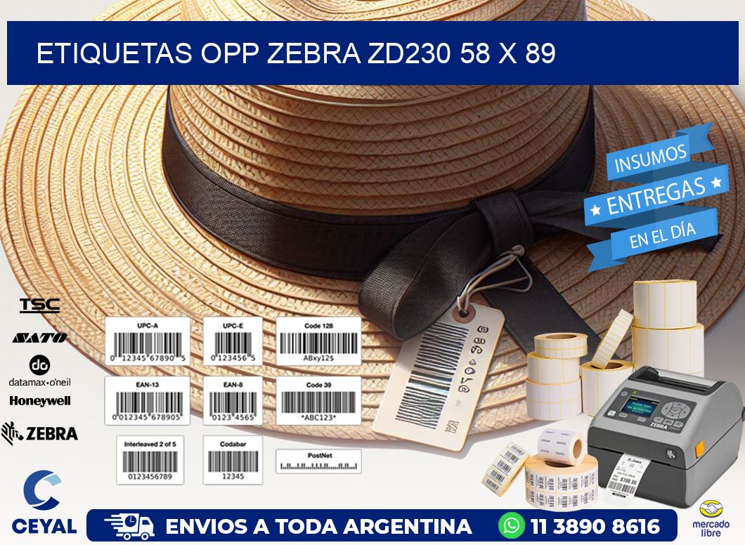 ETIQUETAS OPP ZEBRA ZD230 58 x 89