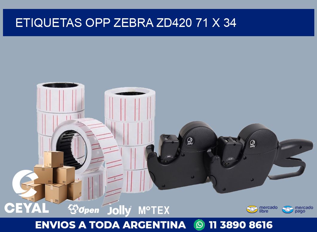 ETIQUETAS OPP ZEBRA ZD420 71 x 34
