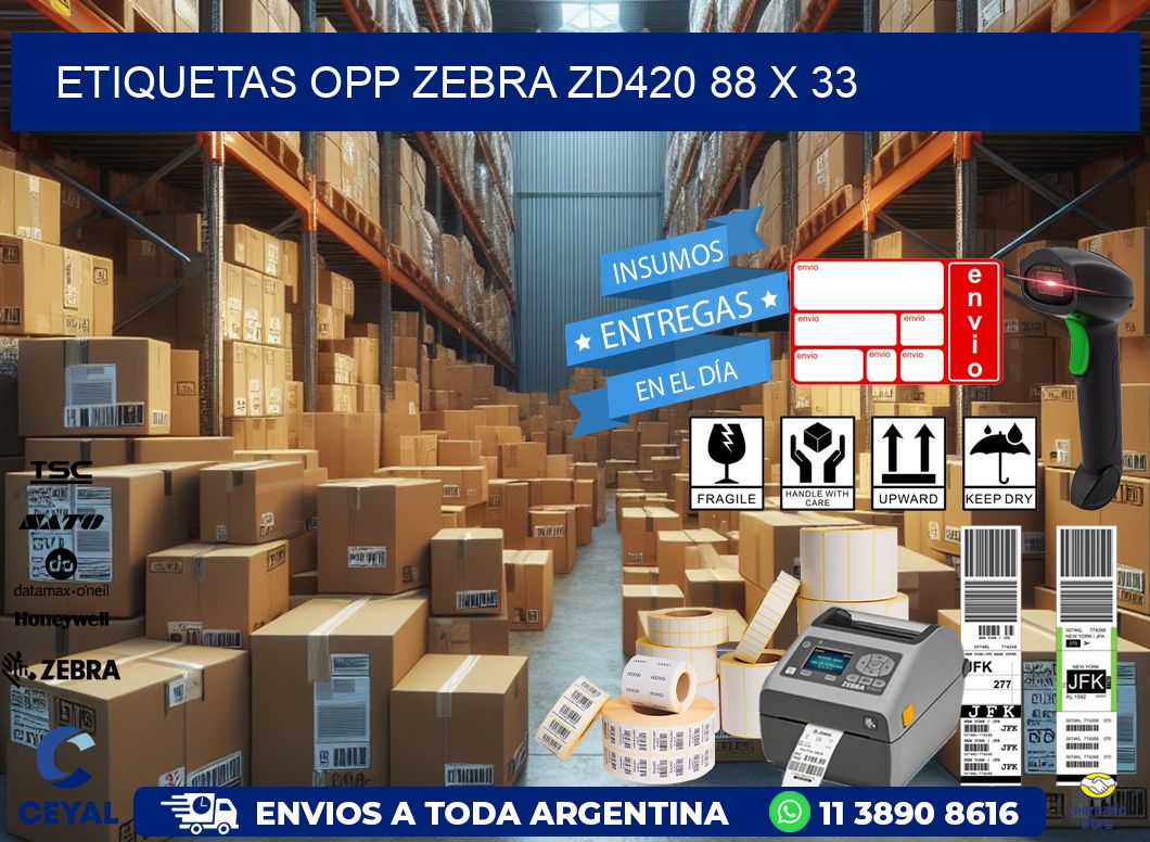 ETIQUETAS OPP ZEBRA ZD420 88 x 33