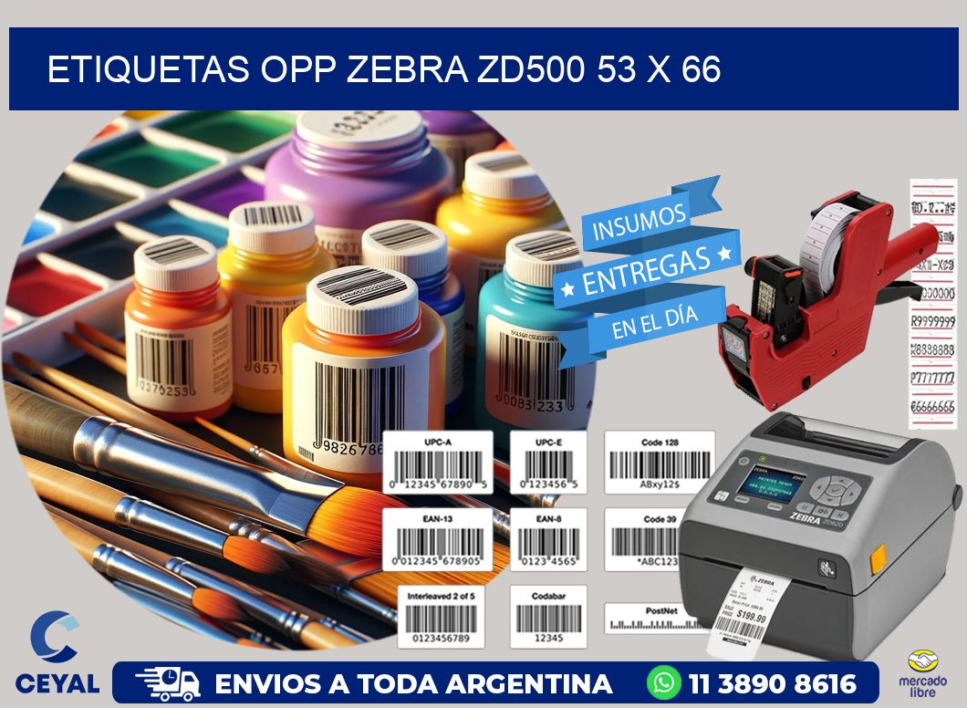 ETIQUETAS OPP ZEBRA ZD500 53 x 66