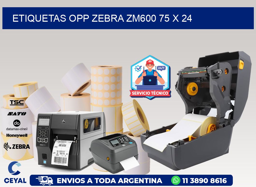 ETIQUETAS OPP ZEBRA ZM600 75 x 24