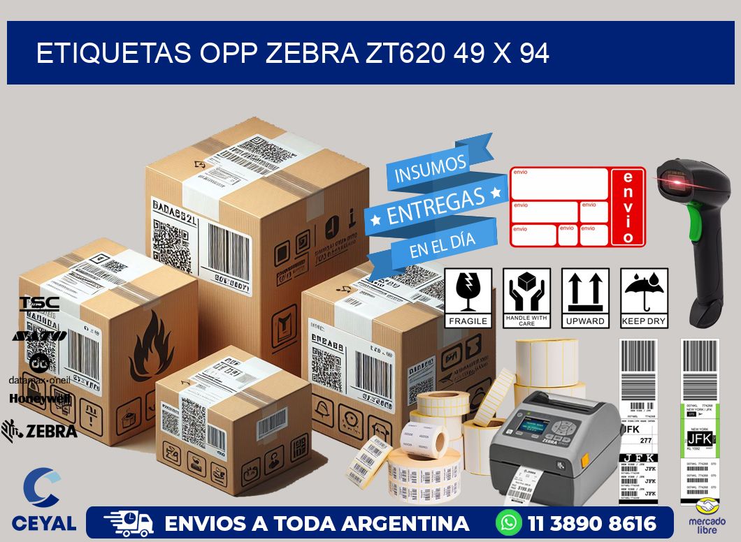 ETIQUETAS OPP ZEBRA ZT620 49 x 94